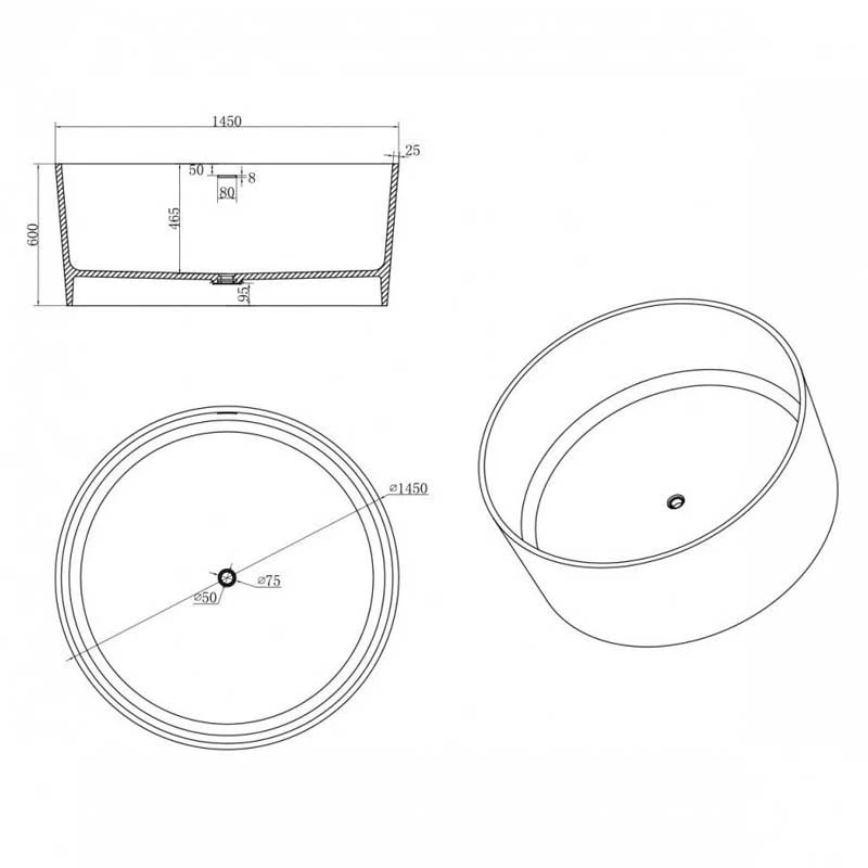 Bồn Tắm Đá Solid Suface Tròn DRV-6804